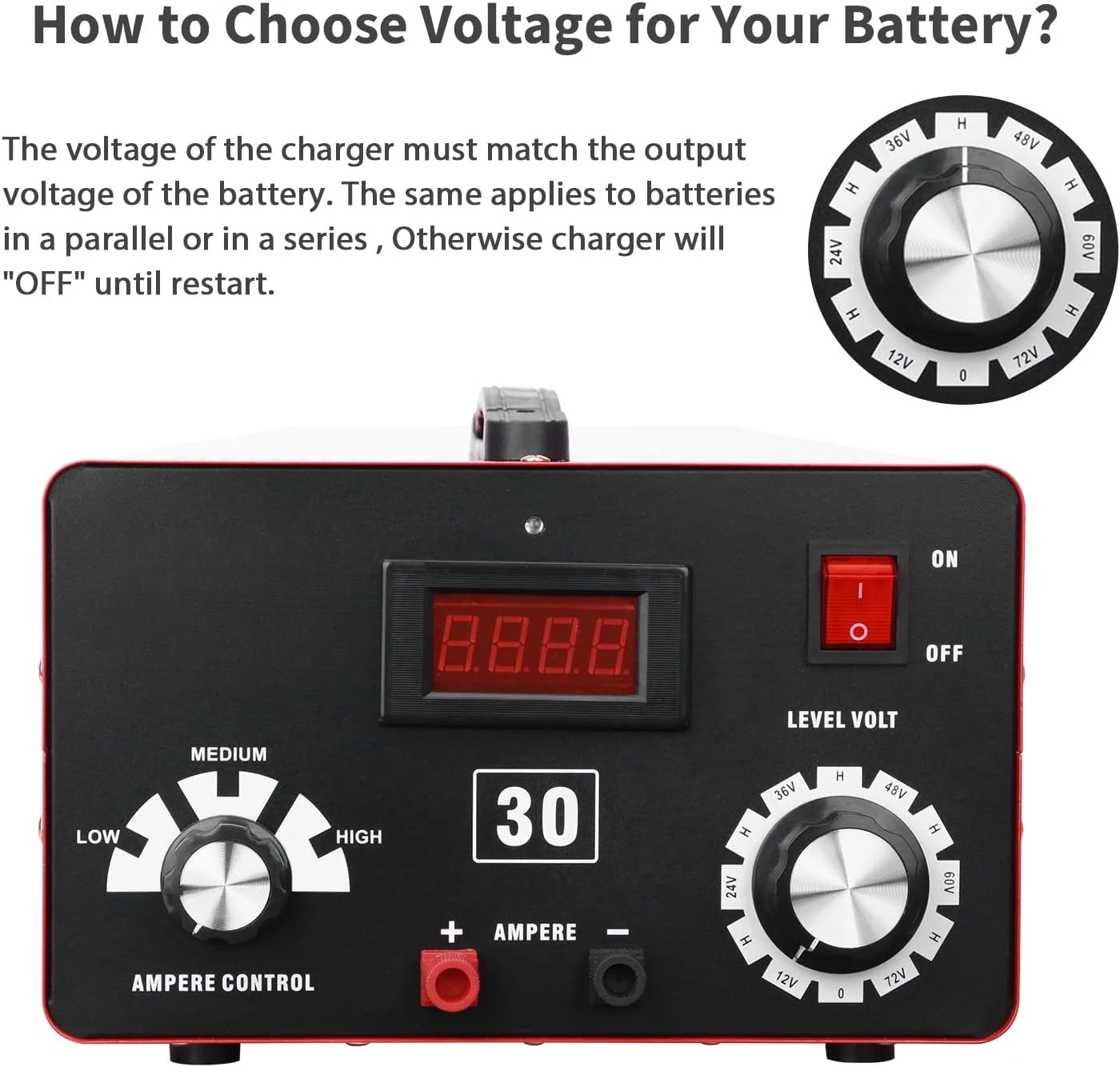 調整可能なバッテリー充電器 12V 24V 36V 48V 60V 72V スマート LCD ディスプレイ パルス修理脱硫器 ケーブルクランプ 自動車用 ·新品