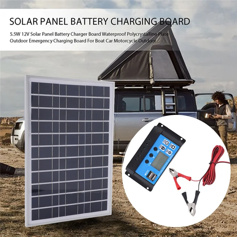 

COSW-Solar Power System Battery Charger 25W Solar Panel Courtyard Outdoor Camping Emergency Charging Board