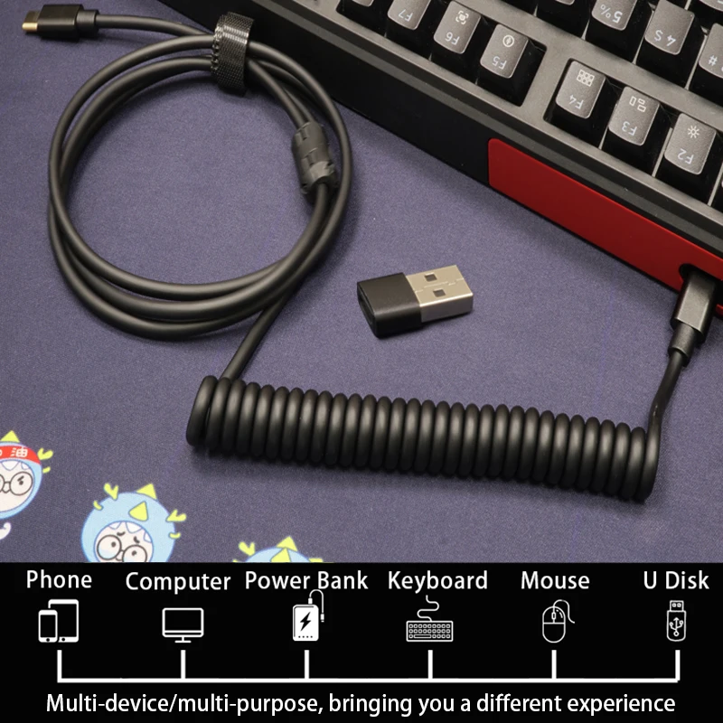 SKYLOONG Typ C auf Typ C Tastaturkabel Datenkabel Ladeübertragungskabel Federkonvertierungsstecker USB Typ A unterstützt eine Vielzahl von Geräten