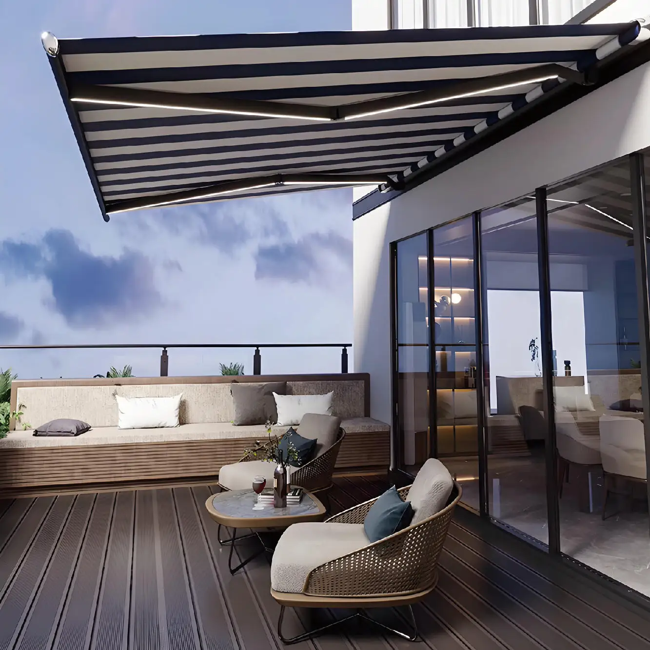Latest Design Villa Luxury Sunshade Electric Outdoor Rainproof and Corrosion Resistant Awning Wall Mounted Balcony Canopy