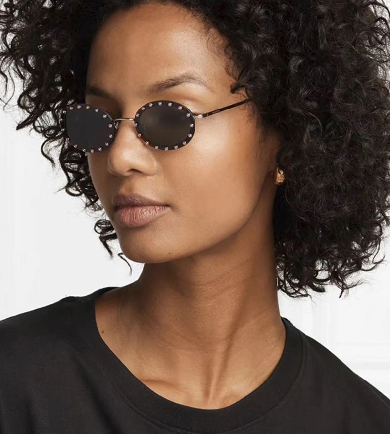 46127 Luxus-Sonnenbrille mit Diamantrahmen, Damenmode, kleine Größe, ovaler Sonnenschutz, Vintage-Schutz, UV400 – Detail 3