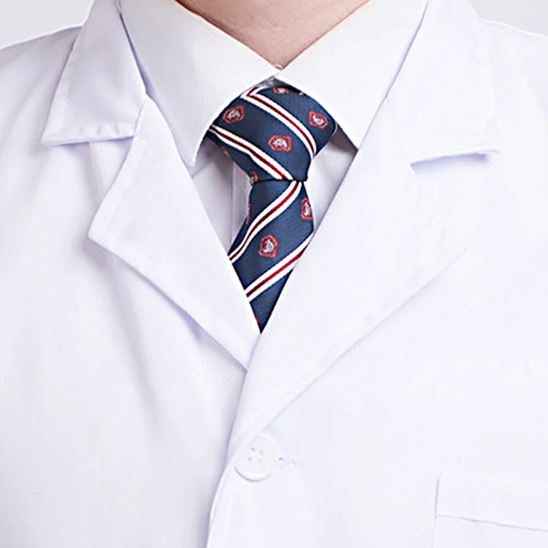 Blouse de laboratoire blanche à manches longues unisexe, uniforme d'infirmière médicale, chemisier tunique pour médecin, possibilité de personnalisation du logol