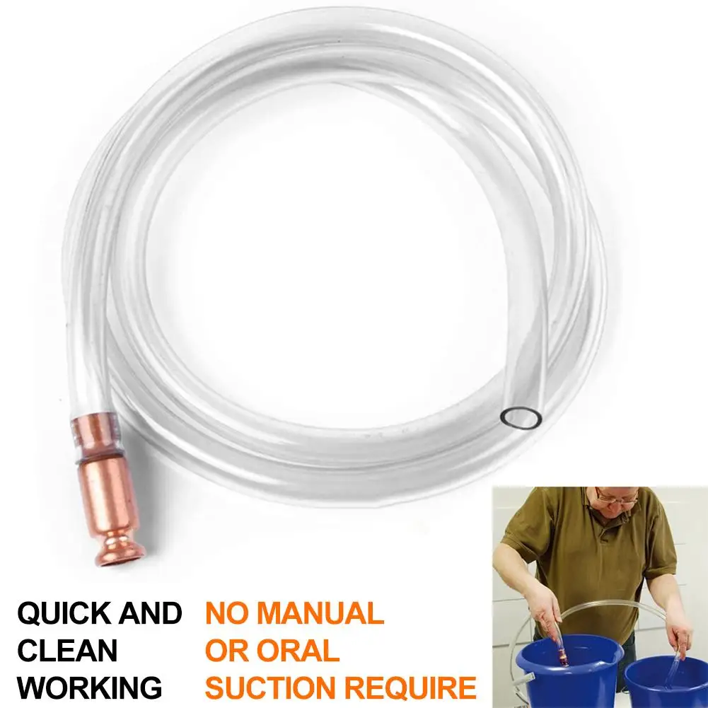 Picture 5: Copper Siphon Pump Flow Rate for Water Fuel Paint Transfer Built In Hand Pump Hose Set Options No Mouth Siphoning Required