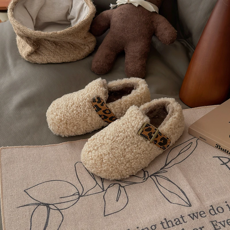 Winter Children's Shoes 2025 New Girls Fluffy Cotton Shoes Soft Bottom Non-slip Kids Fashion Simple Plush Shoes Trend Versatile