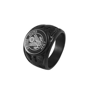 남성용 스테인레스 스틸 블랙 USMC 반지, 공군 해군 육군 반지, 쥬얼리 