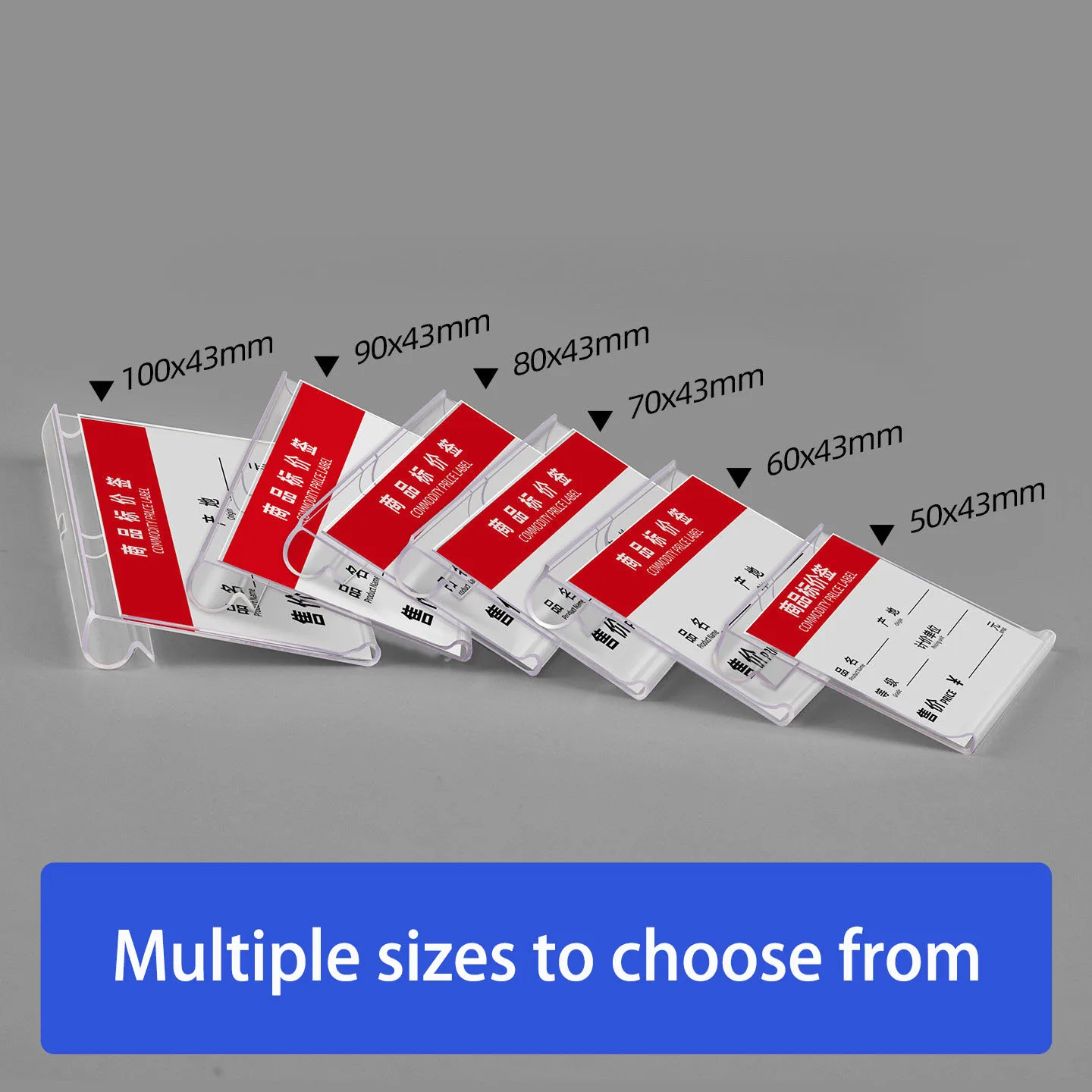 50pcs/lot PCV Price Tag Sign Holder Display Acrylic Snack Shelves POP Price Card Tag Label Holder Table Number Stand Display