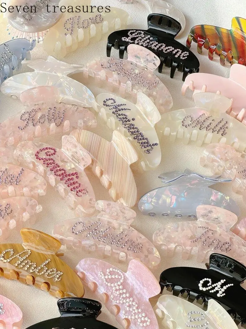 

Handcrafted Diamond-Studded Hair Combs, Hair Clips, and Hairpins Personalized Name Hairpins with Initials Girls' Jewelry