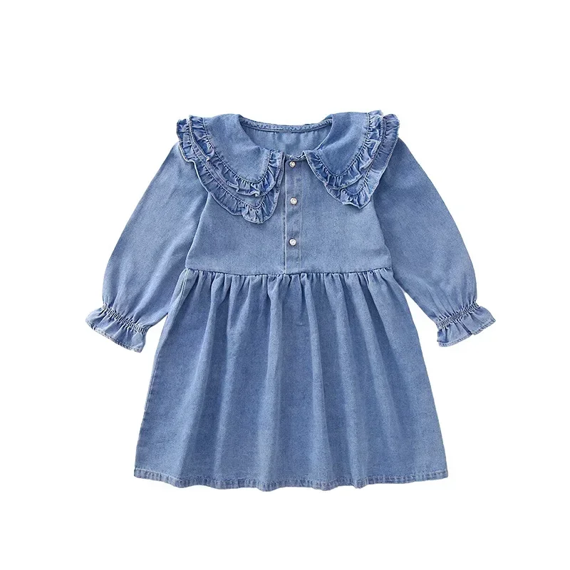 Fashion Jean Shirt Dress for Girls 5 to 12 years Autumn Kids Girls Jeans Dress Teen Girl Denim Clothes Casual Child Girl Dress