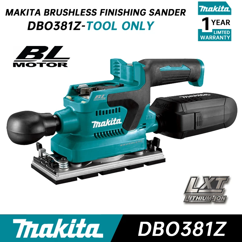 MAKITA DBO381 18V LXT Brushless Sheet Finishing Sander AWS Furniture Woodworking Aanding Machine Power Tools DBO381Z