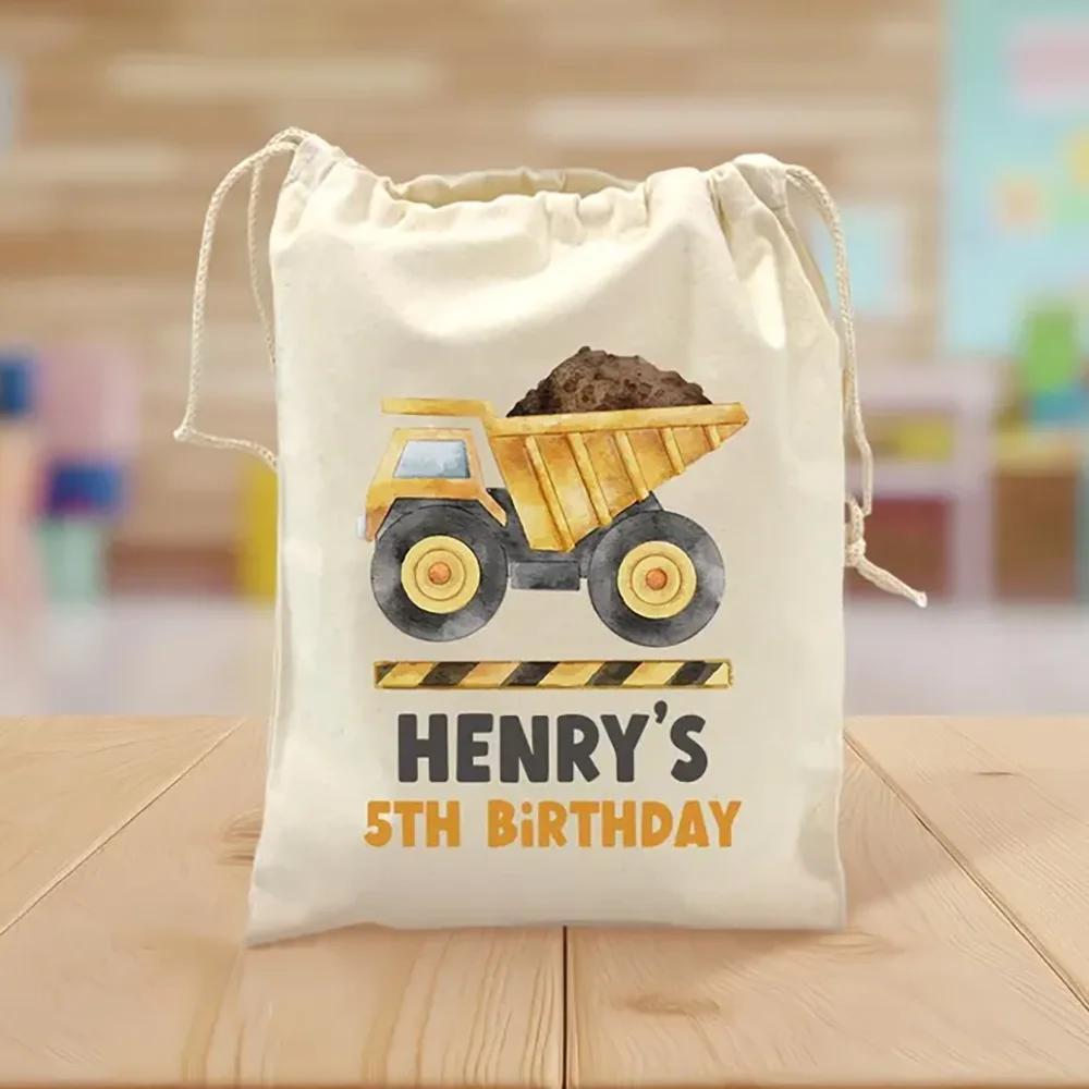 

Custom Children's Birthday Party Large Gift Drawstring Bag Reusable Kids Bulk Treat Plaything Canvas Bag Baby Shower Accessory