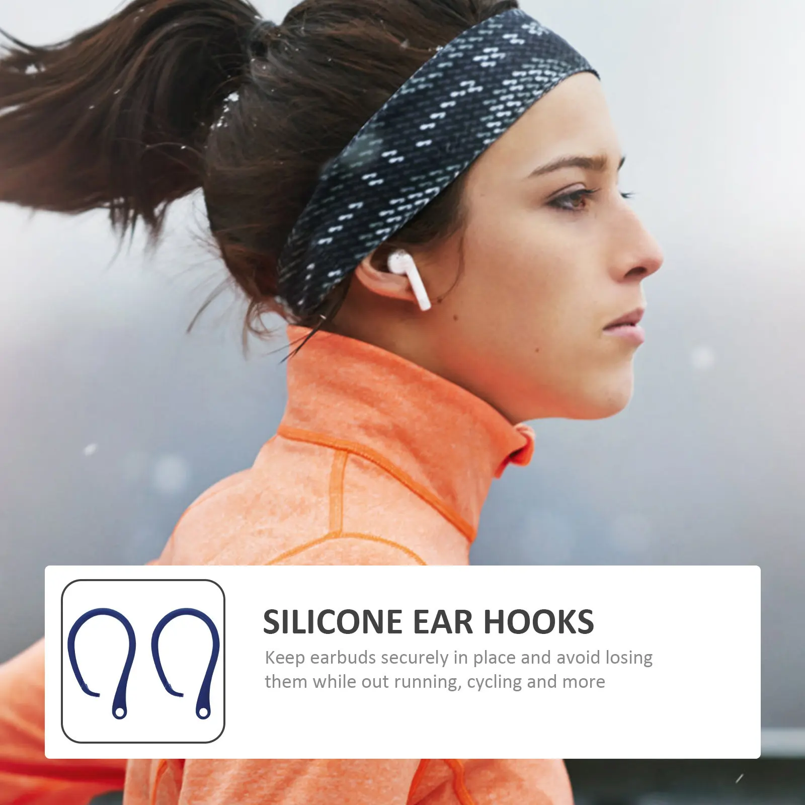 

2Pairs Anti-Lost Ear Hooks Silicone Earphone Holders Secure Fit for Sports Running Gym Wireless Headphones Accessories