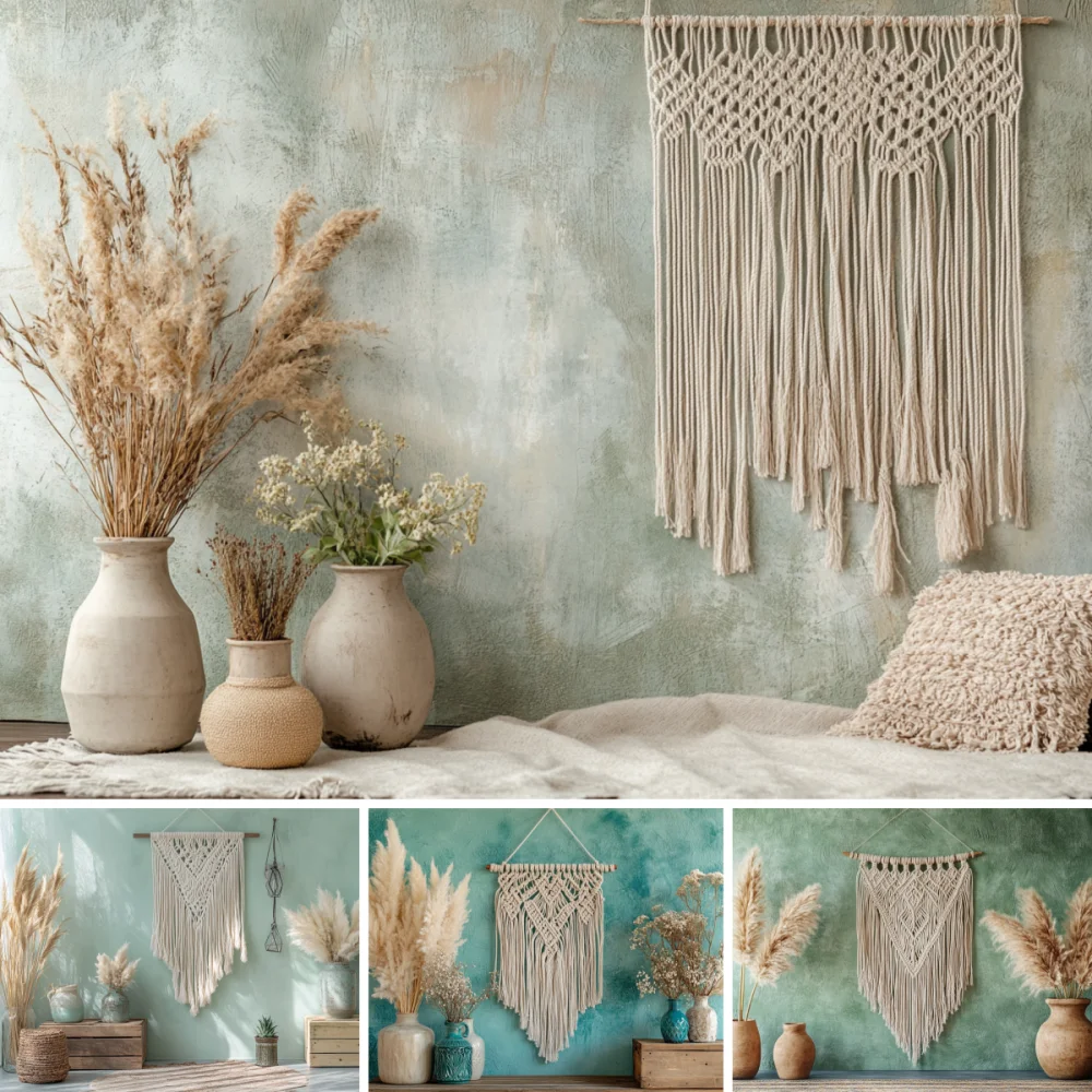 

Photography Background Boho Light Blue Texture Pampas Grass Adult Birthday Maternity Family Portrait Decor Backdrop Photo Studio