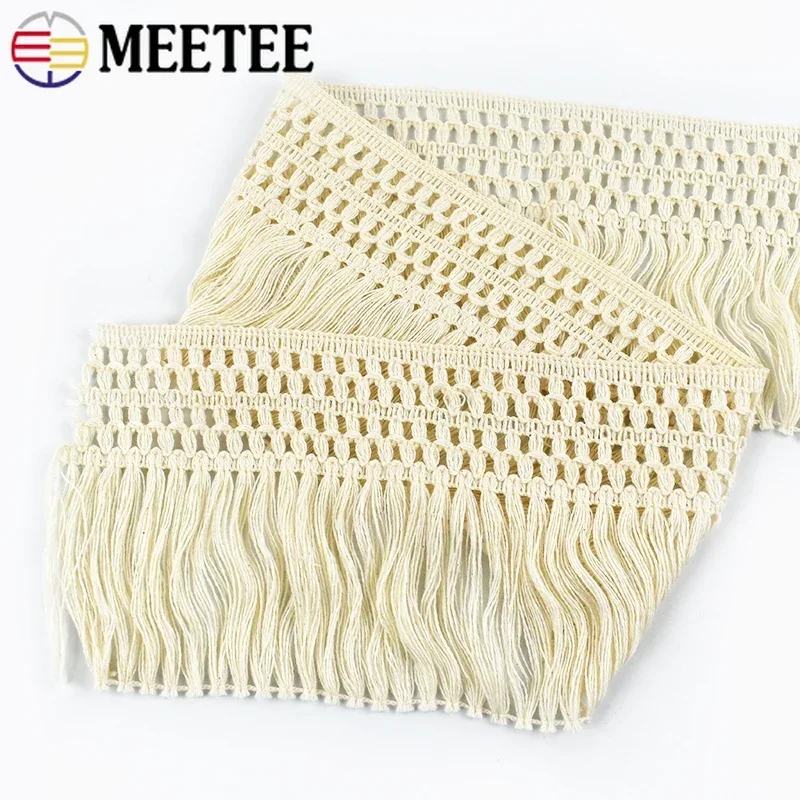 Meetee 3/5/10M 12cm Cotton Tassel Lace Fringe for Curtains Trim Sofa Laces Fabric Knot Tassels Decor Ribbon DIY Sewing Material