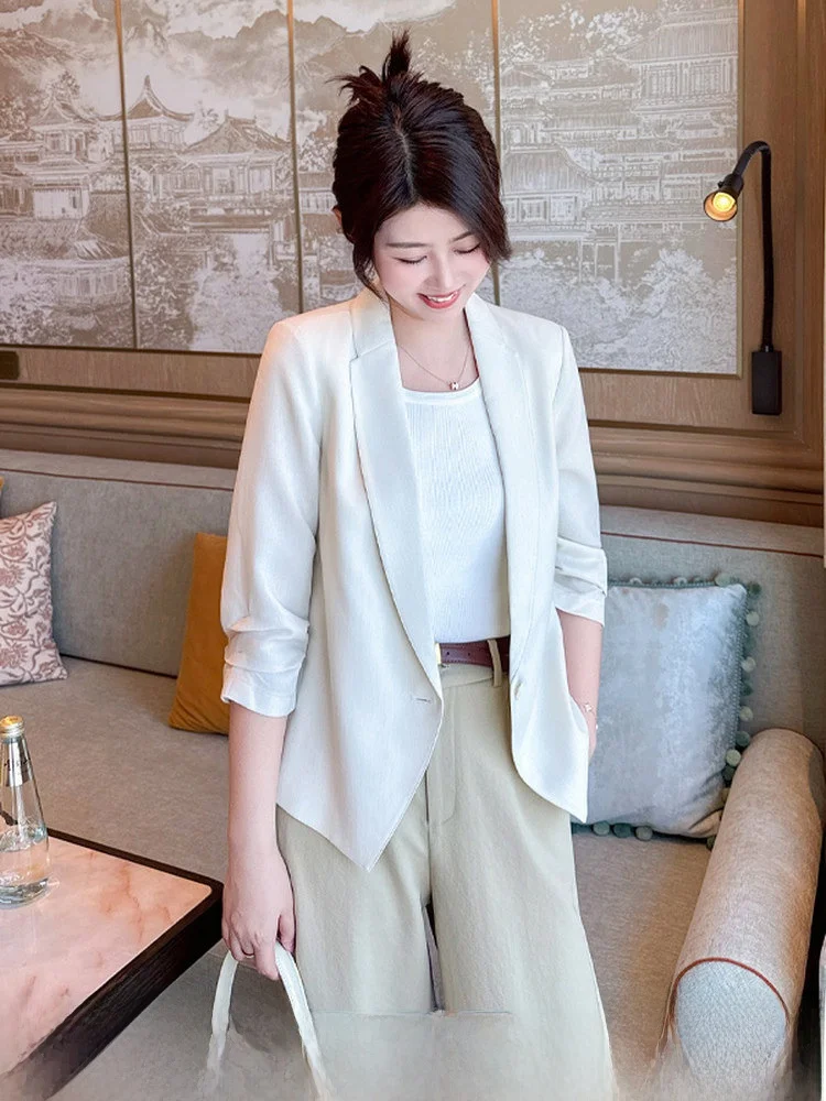 Elegant Thin Tailored  Purple Road Spring Day Waist-Cinching One-Button High-End Feel Women's Polyester Fiber Coat