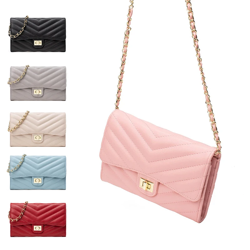 Modische Kettentaschen, V-förmige Muster, Pendlertaschen mit großem Fassungsvermögen, Umhängetaschen und mehreren Farben zur Auswahl