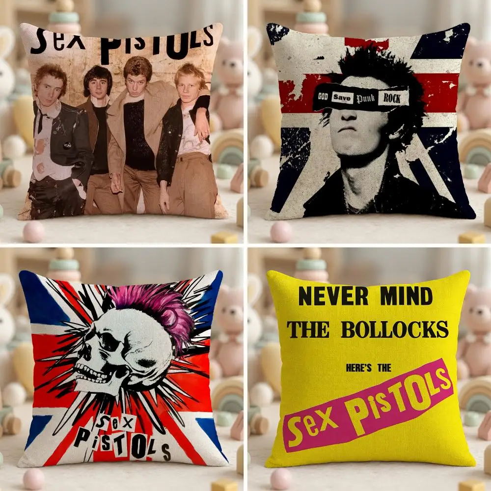 Band Sex P-Pistols Rebellious Cushion Cover Soft Plush Fabric Double-Sided Printed Pillowcase for All Seasons Home Decor