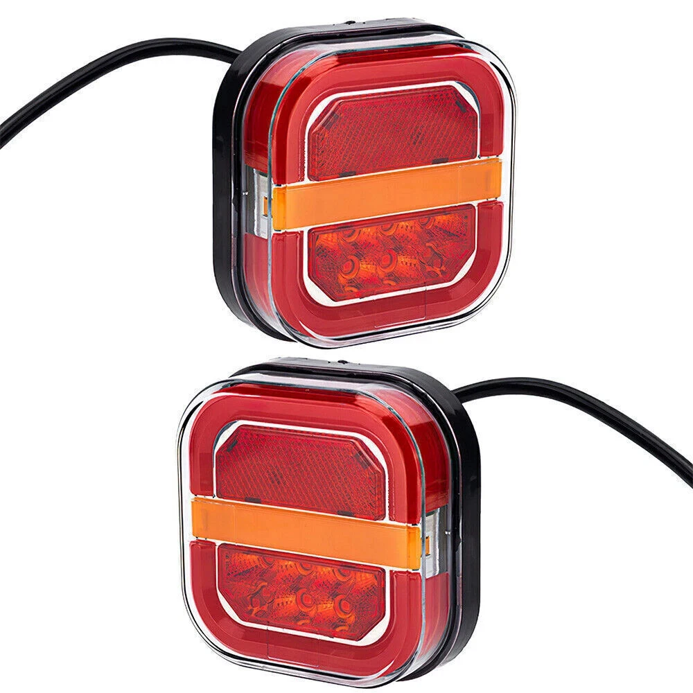 

2pcs LED Trailer Taillight With 28 LEDs For 12/24V Vehicles Square Shape Waterproof IP67 Suitable For Trucks And Trailers Parts