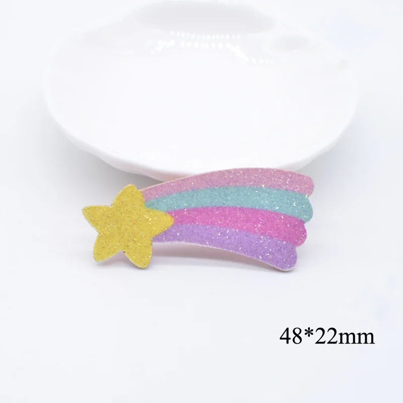 10Pcs Glitter Print Appliques Meteor Flower Rainbow Butterfly for DIY Crafts Cake Topper Headwear Hair Clips Bow Decor Patches