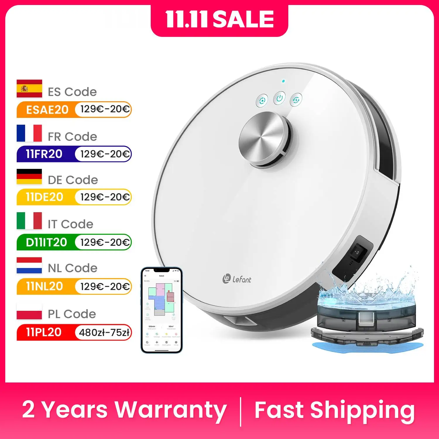 

Lefant M1 LDS Robot Vacuum Cleaner with Multi Plane Mapping, 4000Pa Suction,Schedule, App/Alexa Control, for Pet Hair