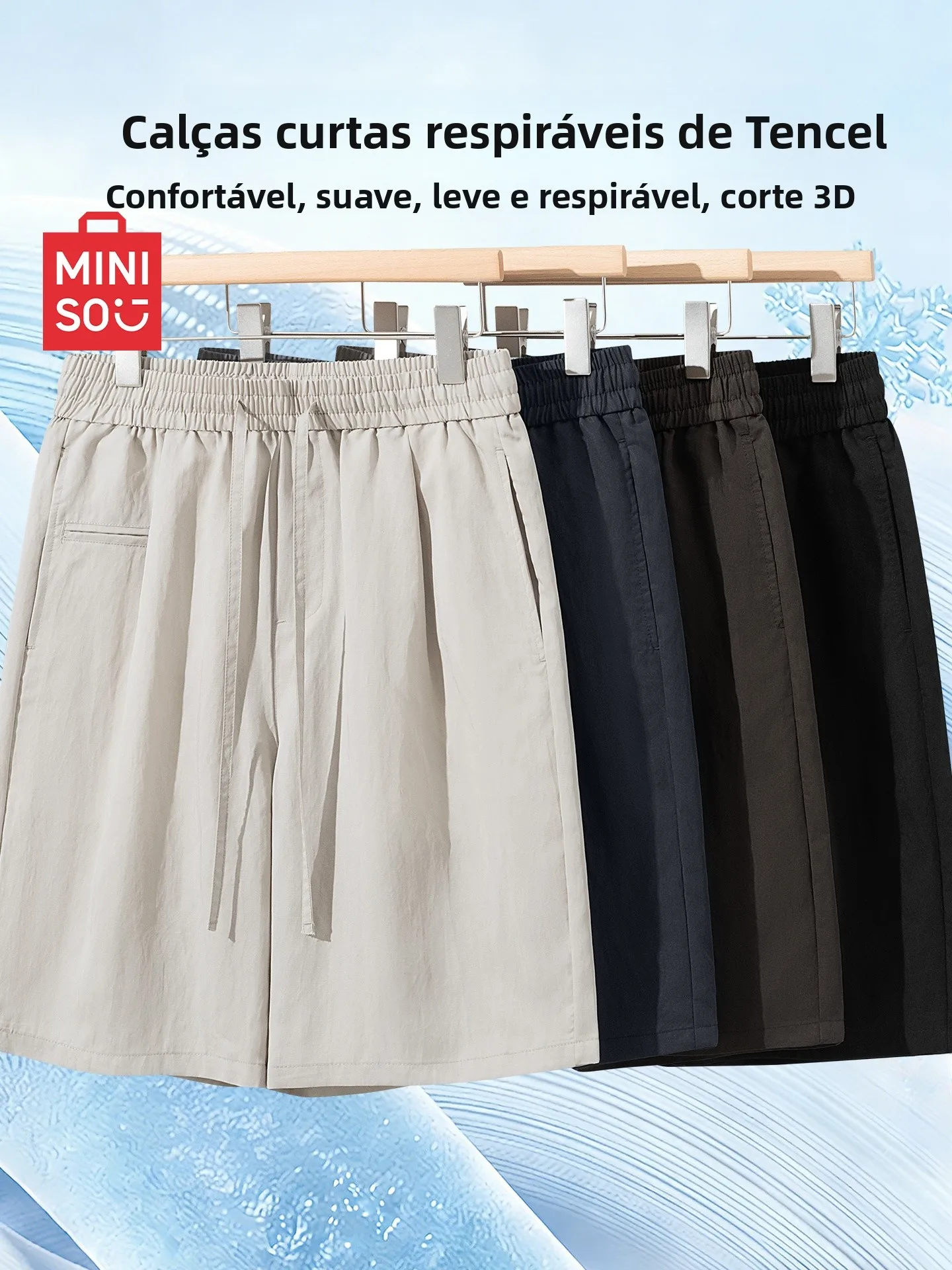 men's-casual-silk-short-pants-cool-feeling-half-length-five-quarter-leisure-high-waist-spring-summer-breathable-straight-leg