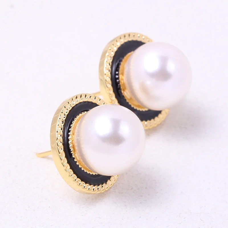 E022 Gold Plated Copper S925 Sterling Silver Needle Pearl Stud Earrings Findings Jewelry Making DIY Jewelry Accessories