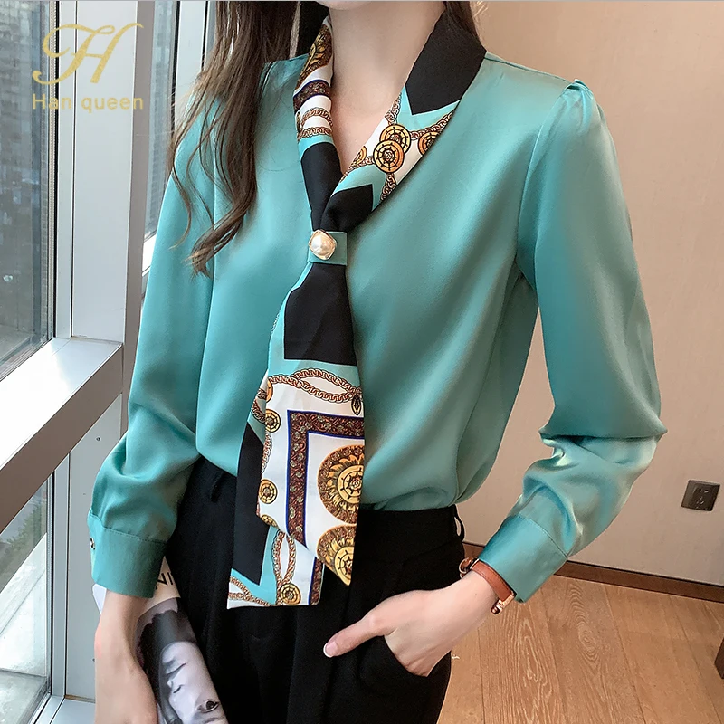 Office Lady Solid Color Blouse V-Neck Elegant Drawstring Bow Spring Autumn Female Button Chic Three-dimensional Decoration Shirt