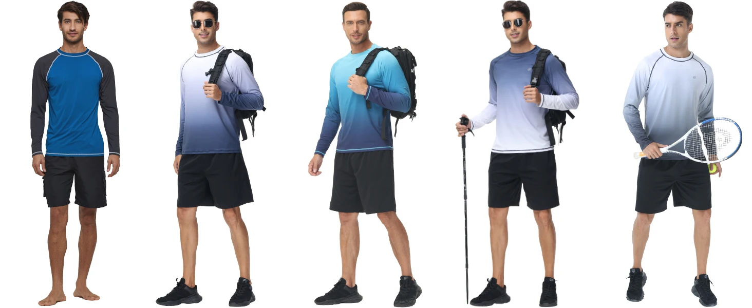 Herren Langarm Schwimm hemden Rash guard bis 50 UV Sonnenschutz hemd sportliches Training Laufen Wandern T-Shirt Bade bekleidung – Detail 1
