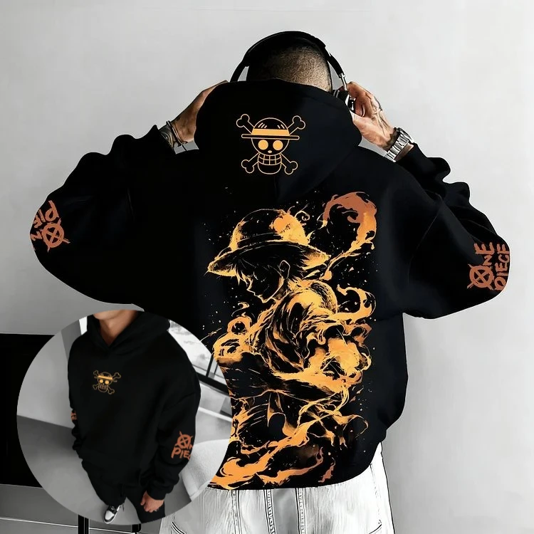 

New Trendy One Piece Luffy Graphic Hoodie Men Women Pullover Sweatshirt Oversized Vintage Anime Print Y2k Streetwear Casual Tops