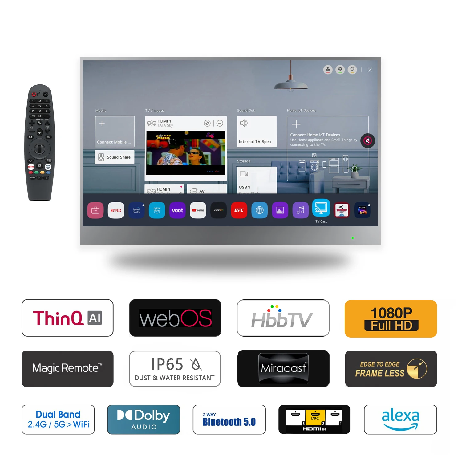 Imagem -02 - Soulaca 22 Polegada tv Espelho para Banheiro Webos Dolby Fhd Smart tv com Controle Remoto Mágico Controle de Voz Alto-falantes Embutidos Wi-fi