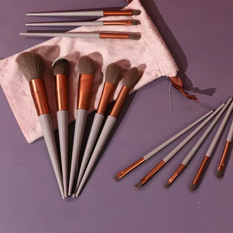 13 pçs pincel de maquiagem ultra macio fibra ferramenta de maquiagem pó solto sombra lábio corretivo blush fundação cabelo macio beleza maquiagem