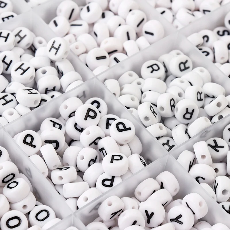 1200pcs/Box Acrylic English Alphabet Letter Beads Kits With Stretch Cords For Name Bracelets Jewelry Making Acrylic Beads Box image 2