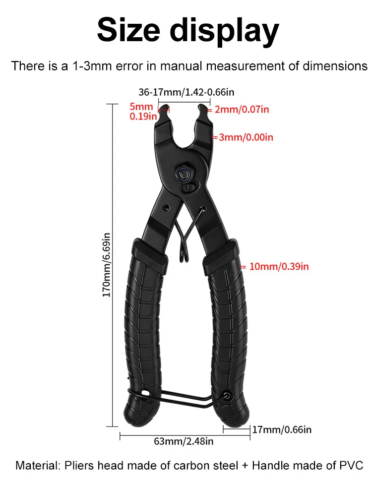Fahrradkette magische Ketten klemme Schnell kupplung Knopf halterung Niet schloss Überholung Entfernen Zange Fahrrad reparatur werkzeug installieren – Detail 2