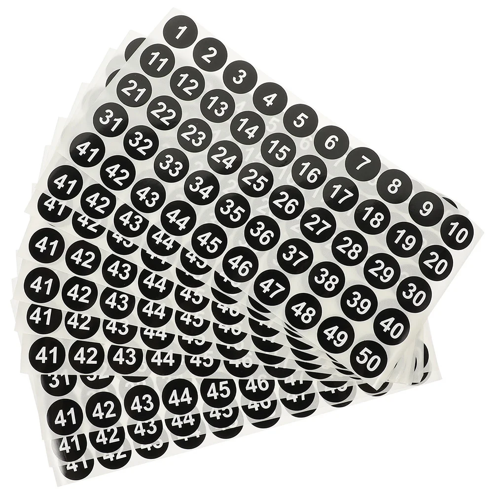 สติกเกอร์ตัวเลขดิจิตอลทรงกลม 20 แผ่น 1-50 ป้ายตัวเลขแบบมีกาวในตัวสำหรับการจัดหมวดหมู่ การระบุ การจัดระเบียบ