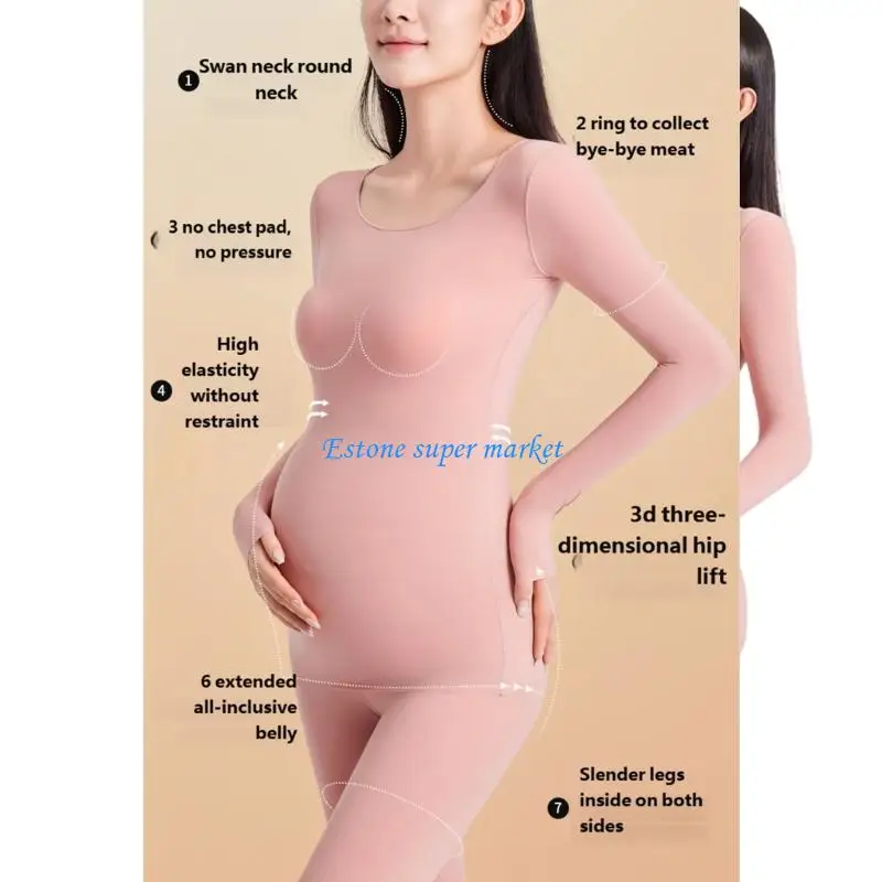 090B Pregnancy Long Johns Thermal Underwear Soft Warm Quick Dry for Comfort Wear