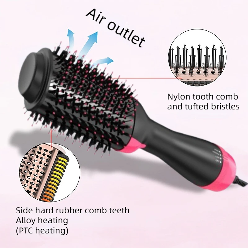 4 In 1 Hot Air Brush Styling Comb One-Step Heating Comb Hair Straightening Brush for Straight Curly Professional Hair Dryers 에어랩