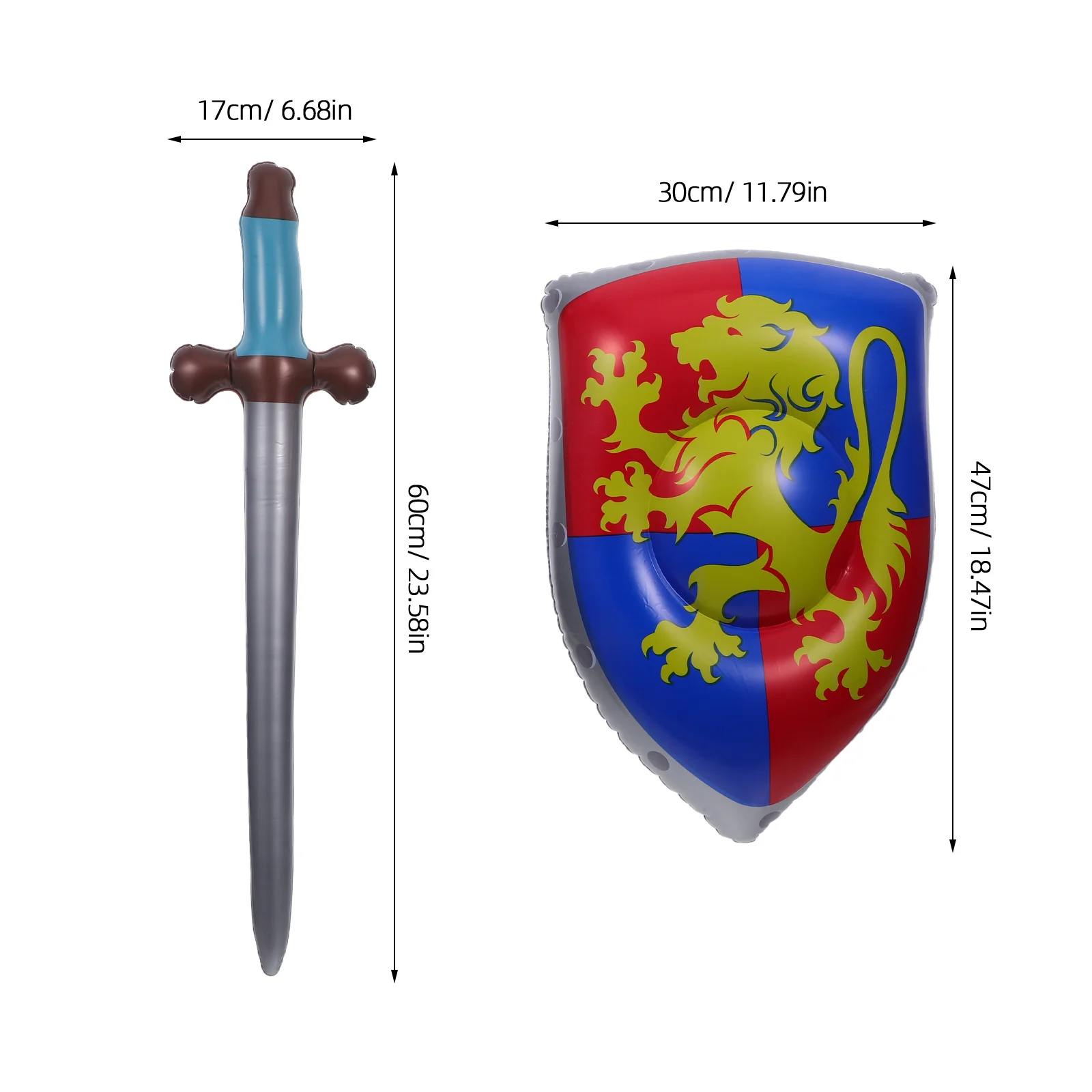 Set di scudi e spade gonfiabili per bambini da 4 pezzi per avventure di giochi di ruolo Puntelli gonfiabili dai colori vivaci per il tema del cavaliere pirata Samurai