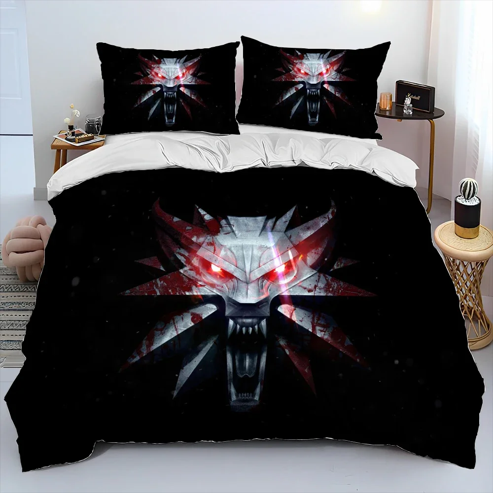 

3PCS Single-sided Printed Quilt Cover ,The W-Witcher Game，Gamer Pattern Duvet Bedding Comfortable Bedspreads Duvet Cover Set