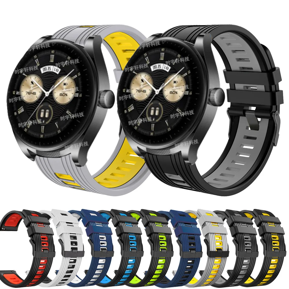 

22mm Strap For Huawei Watch Buds Sport Silicone Bracelet For Huawei Watch 3/GT 3 GT 4 46mm/GT 2 Pro 2E/GT Runner Smart Men Band