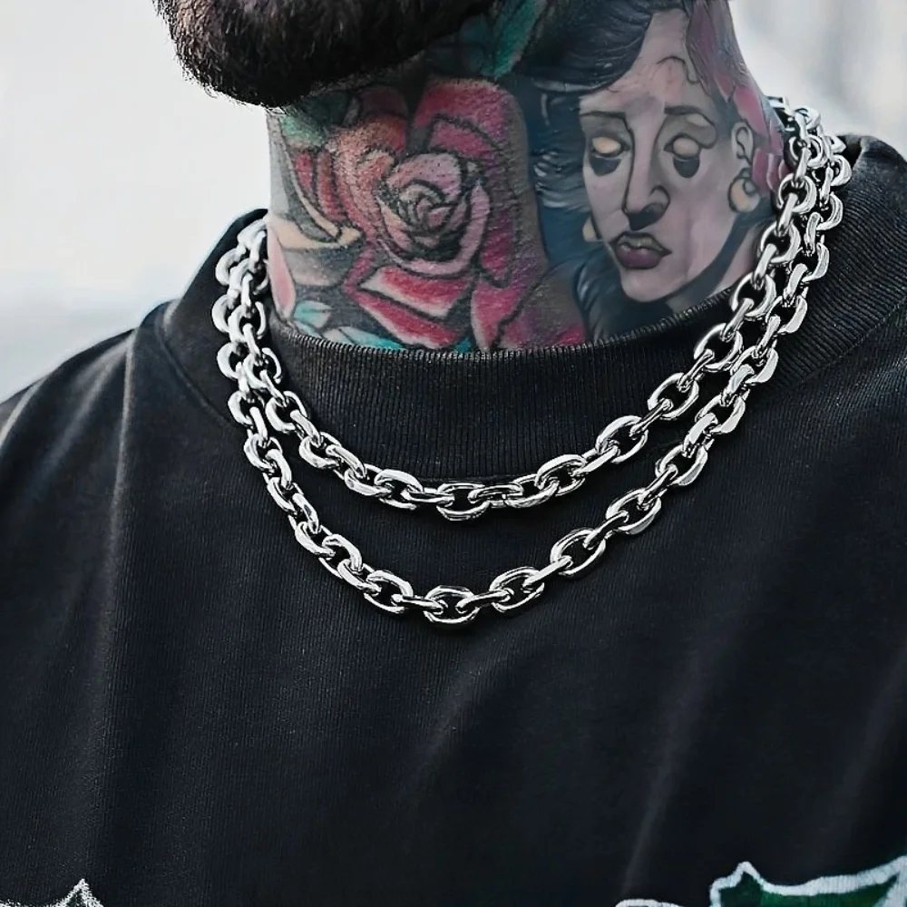 7mm Edelstahl-Kreuzkettenhalskette für Männer, einfache dicke Kettenhalskette für Frauen, modischer Schmuck aus Titanstahl – Detail 2
