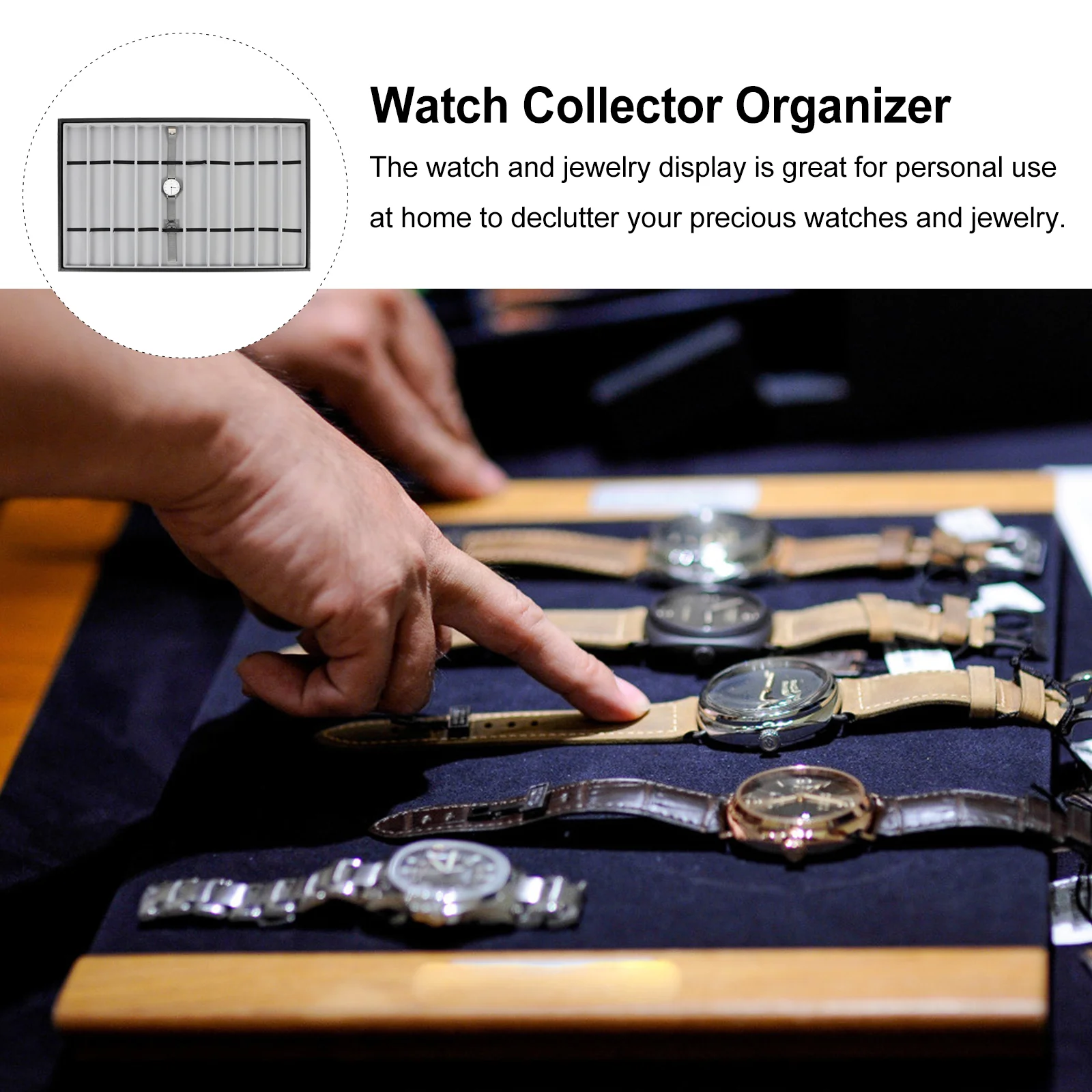 10 Slots Watch Box Strap Storage Tray Eyeglass Holder Stand Monitor Flannel Watches Showcase Wristwatch Collector Organizer