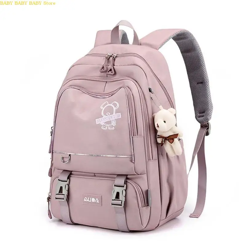 

Q81A School Backpack for Girls Boy Teen Youth Nylon Schoolbag Daypack Multi Pockets