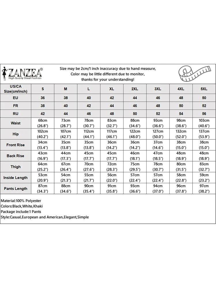 ZANZEA 여성용 캐주얼 9 부 바지, 우아한 미드 웨이스트 팬츠, 스트리트웨어 플리팅 팬츠, 빈티지 단색 포켓 하의, 미국 패션