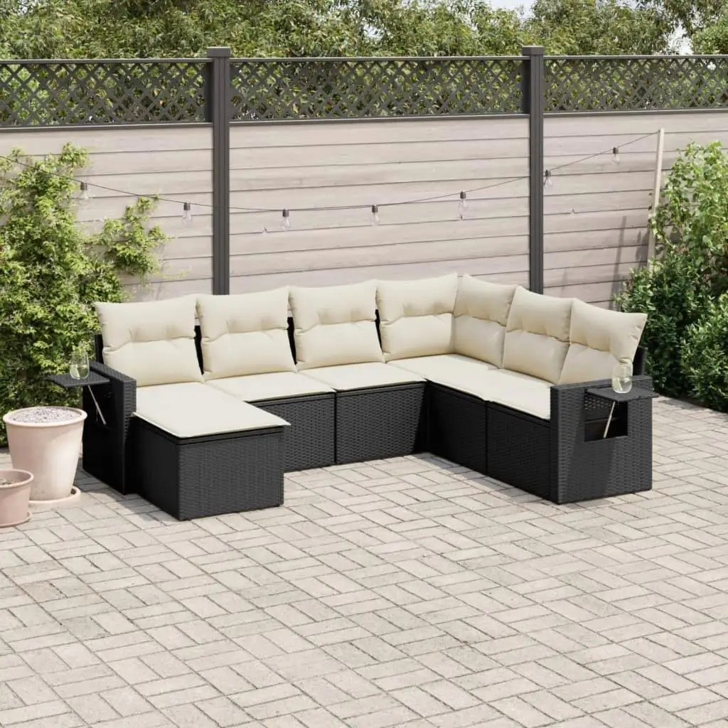 

Garden Sofa Set Outdoor Black and Cream White Elegant Seating Furniture for Patio Balcony and Garden Decor