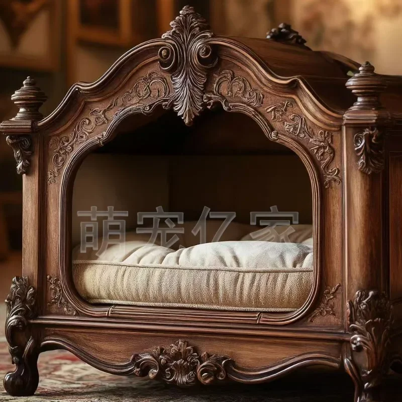 American country style pet furniture cat villa dog villa high-end solid wood cat house dog house cat nest dog kennel