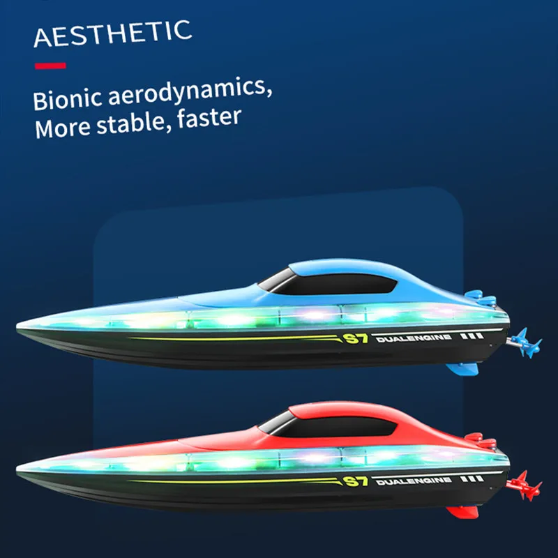 

2.4G Remote Control Boat Double Spiral Pulp High-Speed Water Speedboat RC Racing Ship Child Model Kids Boys Outdoor Pool Toys