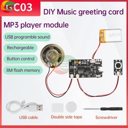 Recordable Sound Module 8M MP3 WAV Button Control Music Voice Player Programmable Board with Speaker for DIY Greeting Card Gift