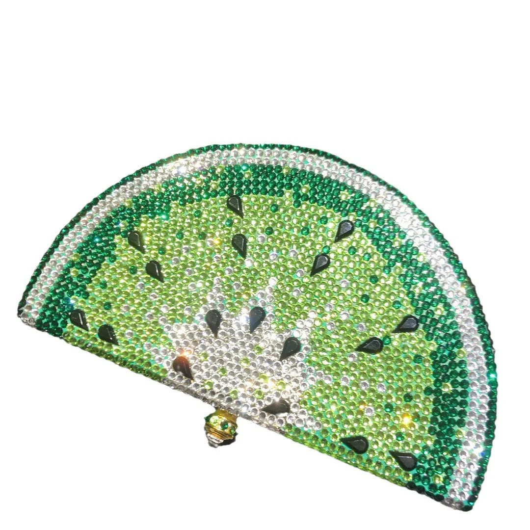 

Lemon Shape AB/Gold Rhinestone Small Women Shoulder Bag Luxury Designer Lady Girls Evening Clutches Wedding Party Chain Purse