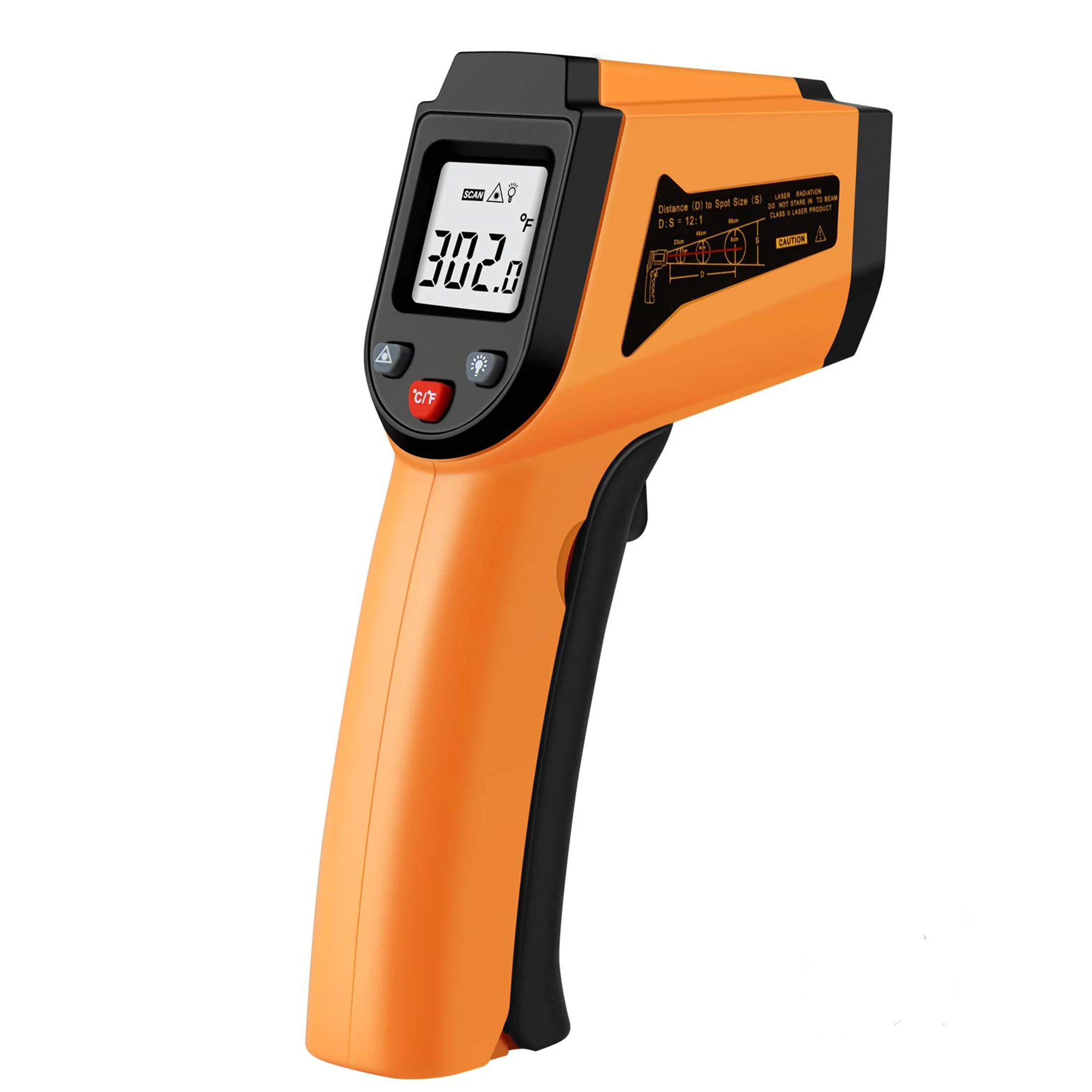 Non-contact LCD Laser Infrared Digital Temperature Gun -50~380℃（-58~716℉, Instant-read Handheld IR Infrared Thermometer