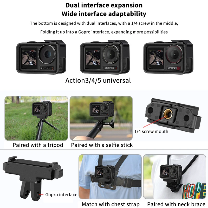 كاميرا رياضية حامل مغناطيسي قابل للطي لـ OSMO Action 5 Pro/4/3 محول سريع التحرير تمديد قاعدة تثبيت الملحقات