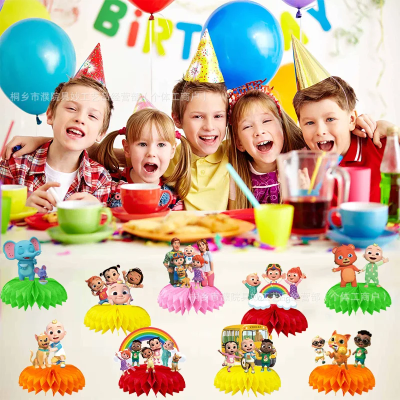 Cocomelon Honeycomb Desktop Decor 3D Double Side Paper Honeycomb Birthday Party Decoration Kids Party Supplies